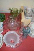 Mixed Lot: Assorted glass wares to include glass light shade, various bowls, vases etc