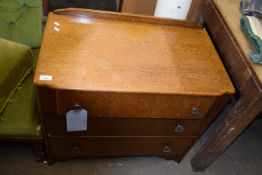 Oak veneered three drawer chest