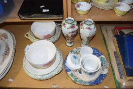 Mixed Lot: Decorated vases, assorted bowls, Wedgwood Clementine Pattern trinket box etc