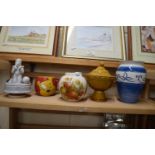 Mixed Lot: Assorted ceramics to include a Masons fruit decorated jar