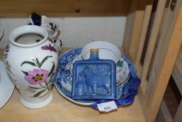 Mixed Lot: 19th Century Willow Pattern dish, Victorian lustre cup and saucer and other items