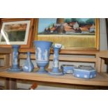 Collection of Wedgwood Blue Jasper ware items