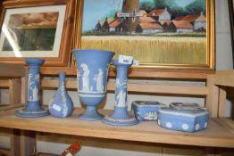 Collection of Wedgwood Blue Jasper ware items