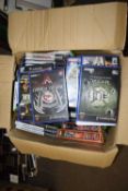 Box of X-Box and Playstation 2 games and others