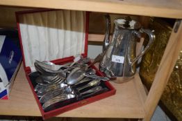 Mixed Lot: Various silver plated cutlery, silver plated coffee pot etc