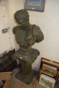 Reproduction composition Roman bust on a column base, 150cm high (a/f)