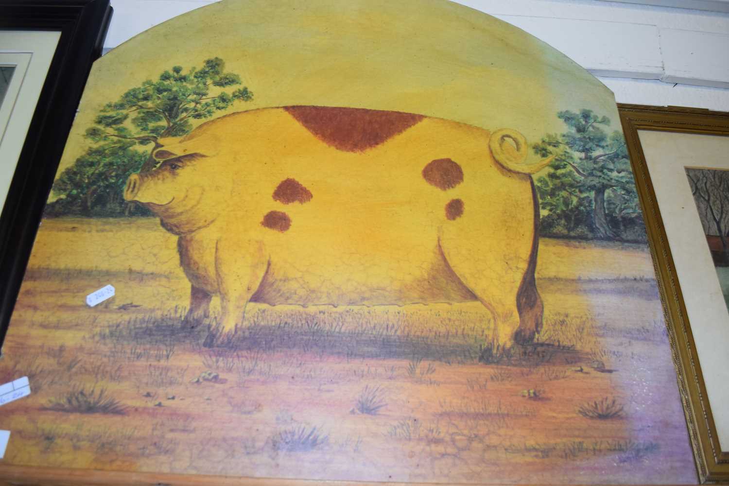 Modern coloured print of a portly pig