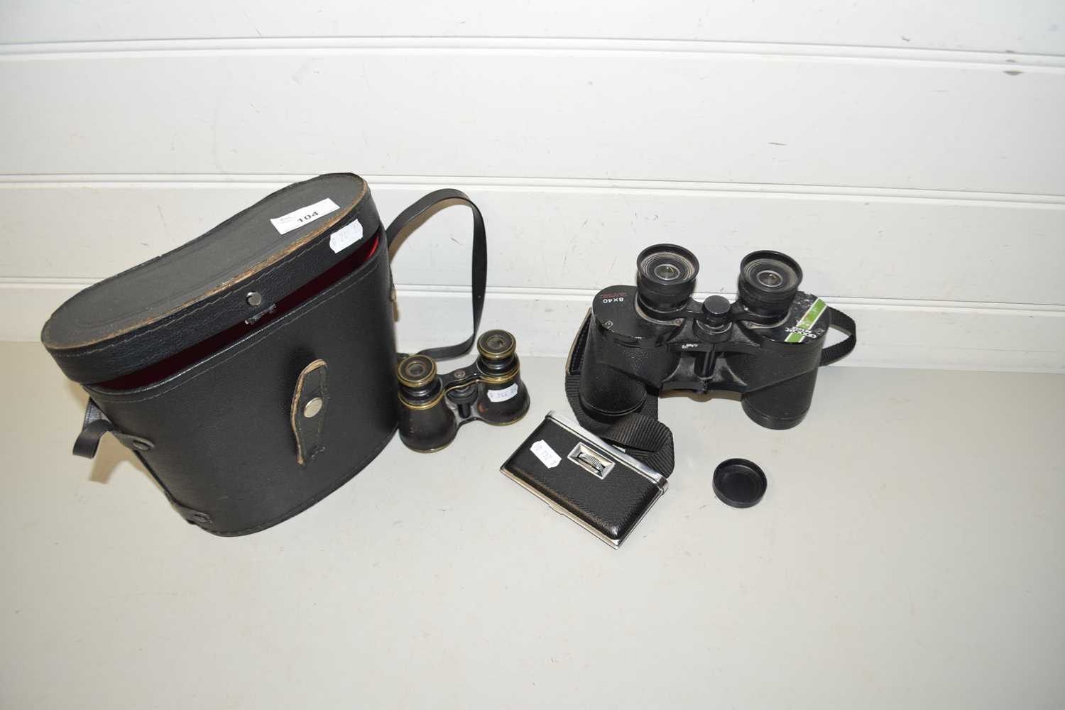 Pair of Avocet 8 x 40 binoculars together with a further small pair of opera glasses and a pair of