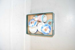Mixed Lot: Two small porcelain trinket boxes and a figure