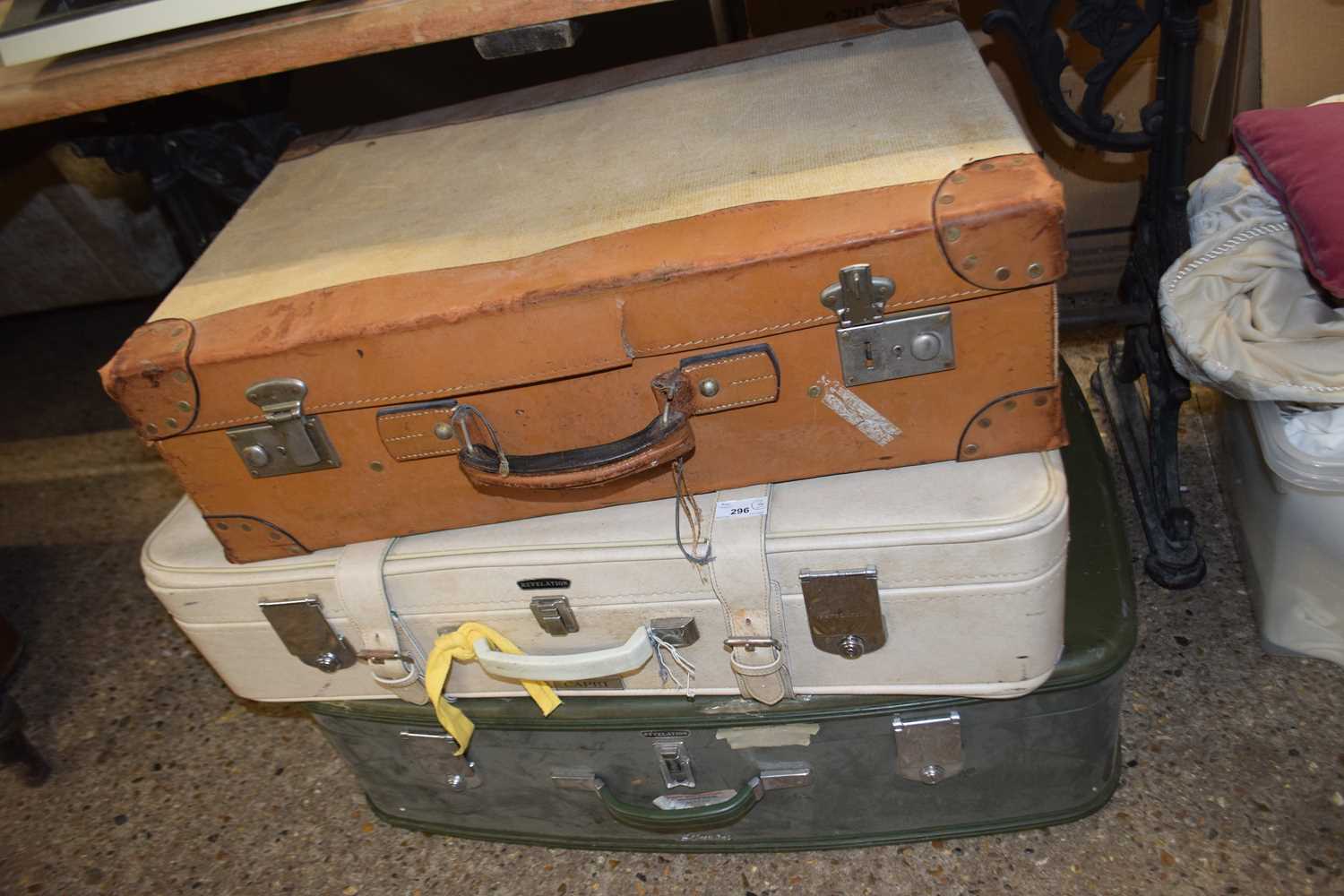 Three assorted vintage suitcases