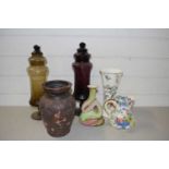 Mixed Lot: Coloured glass jars, Masons jug and other assorted items
