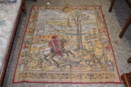 Contemporary needlework wall hanging decorated with a Medieval scene