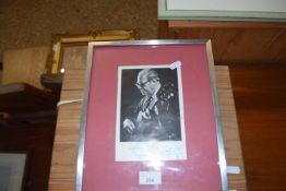 Framed black and white photograph of a guitar player dated 1978
