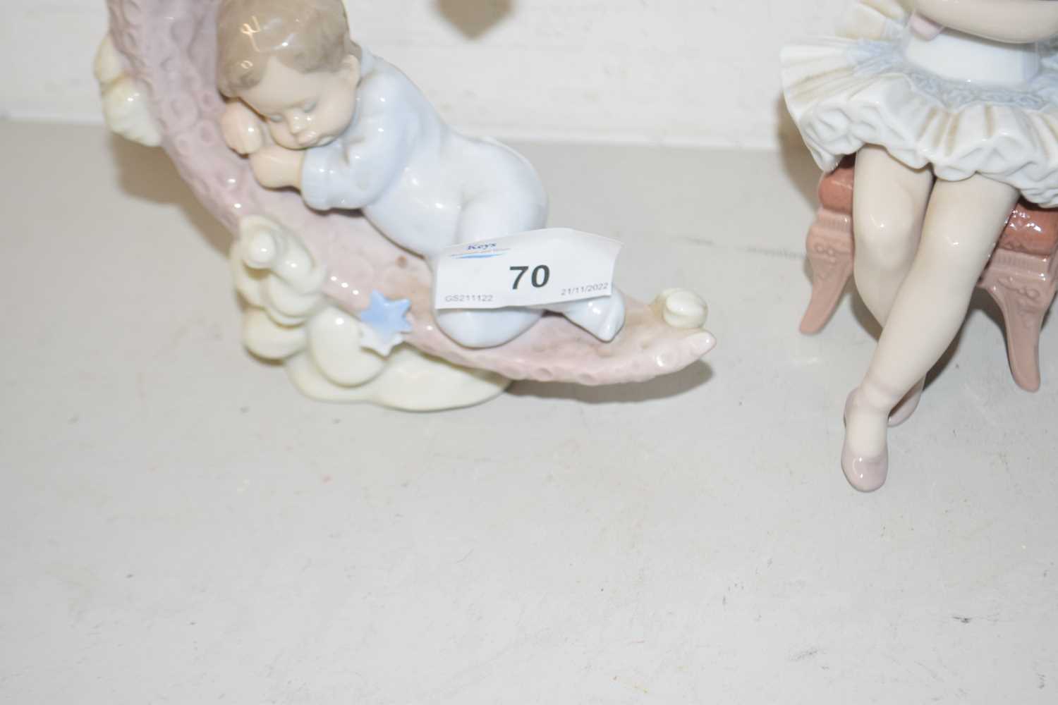 Group of three various Lladro models, children and a pair of birds