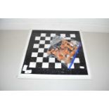 Modern polished stone chess board and pieces