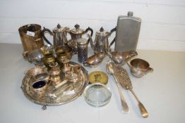 Large mixed lot of various silver plated tea wares, sauce boats, cruet items etc together with a