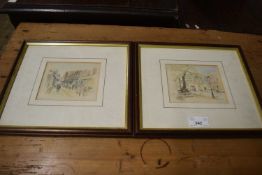 Two coloured prints, Red Lion Passage and Staple Inn, framed and glazed