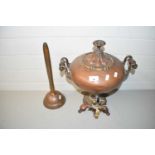 Vintage copper samovar or tea urn together with a copper wash dolly