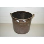 Riveted copper coal bucket with floral decoration