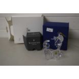 Swarovski Crystal models of a heron and kingfishers with original boxes together with a Waterford