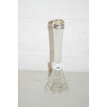 Clear glass stem vase with silver collar