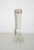 Clear glass stem vase with silver collar