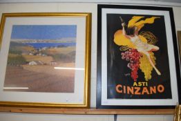 Reproduction Cinzano advertising print and one other (2)