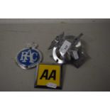 Mixed Lot: Three RAC and AA car badges