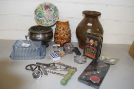 Mixed Lot: Large terracotta bowl, various bottle stoppers, vases, butter dish etc