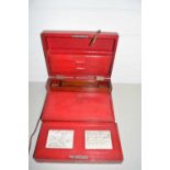 Vintage red leather mounted writing box