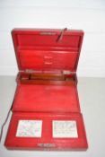 Vintage red leather mounted writing box