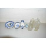 Mixed Lot: Augustus Rex miniature cup, various blue and white ceramics, decanters etc