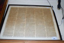 Coloured print, translation of the Magna Carta