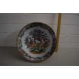 Large ironstone pedestal bowl decorated with an Oriental scene