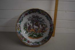Large ironstone pedestal bowl decorated with an Oriental scene
