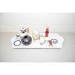 Dressing table tray, miniature tea set, various small vases and other items