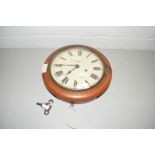 Small early 20th Century wooden cased wall clock