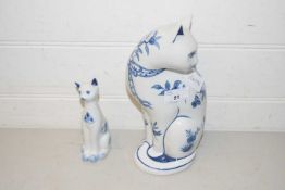 Two modern pottery models of cats