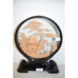 Chinese cork diorama picture in ebonised surround