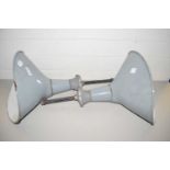 Pair of grey enamel industrial ceiling lights