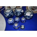 Collection of various Chinese Prunus pattern ginger jars