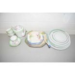 Collection of various ceramics to include Shelley Art Deco style plates, floral decorated coffee set