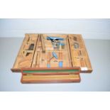 A cased junior woodworking tool set