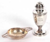 Mixed Lot: A Victorian neo classical designed pepper of vase shape with pierced bun top and reeded