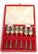 Case set of six George V coffee spoons in Old English pattern, Sheffield 1918 by John Round (later