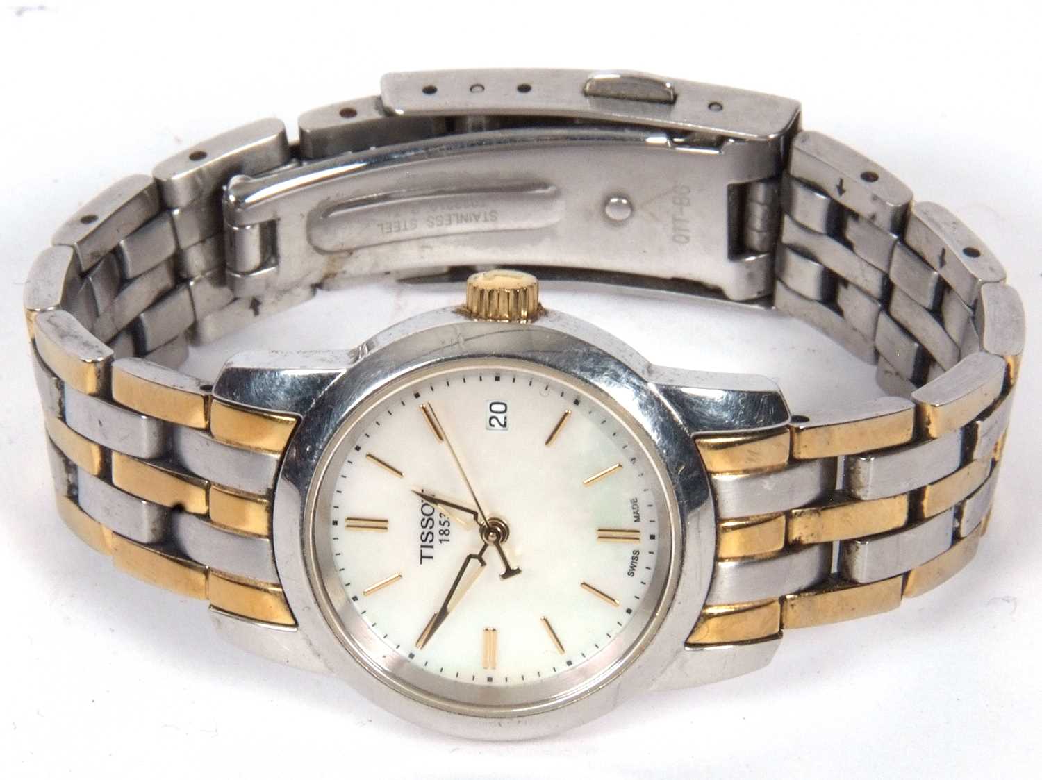 Ladies Tissot Quartz wristwatch, it has a two tone bracelet along with a mother of pearl dial, - Image 2 of 4