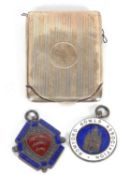 Mixed Lot: A George V rectangular folding match card case with banded engine turned decoration,