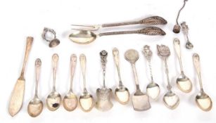 Mixed Lot: Seven teaspoons engraved with cross golf clubs and ball with initials between M.G.C,