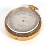 Hill & Son, 4 Haymarket, London a gilt metal pocket barometer, dial diameter 4.5cm, lacking hand and