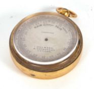 Hill & Son, 4 Haymarket, London a gilt metal pocket barometer, dial diameter 4.5cm, lacking hand and